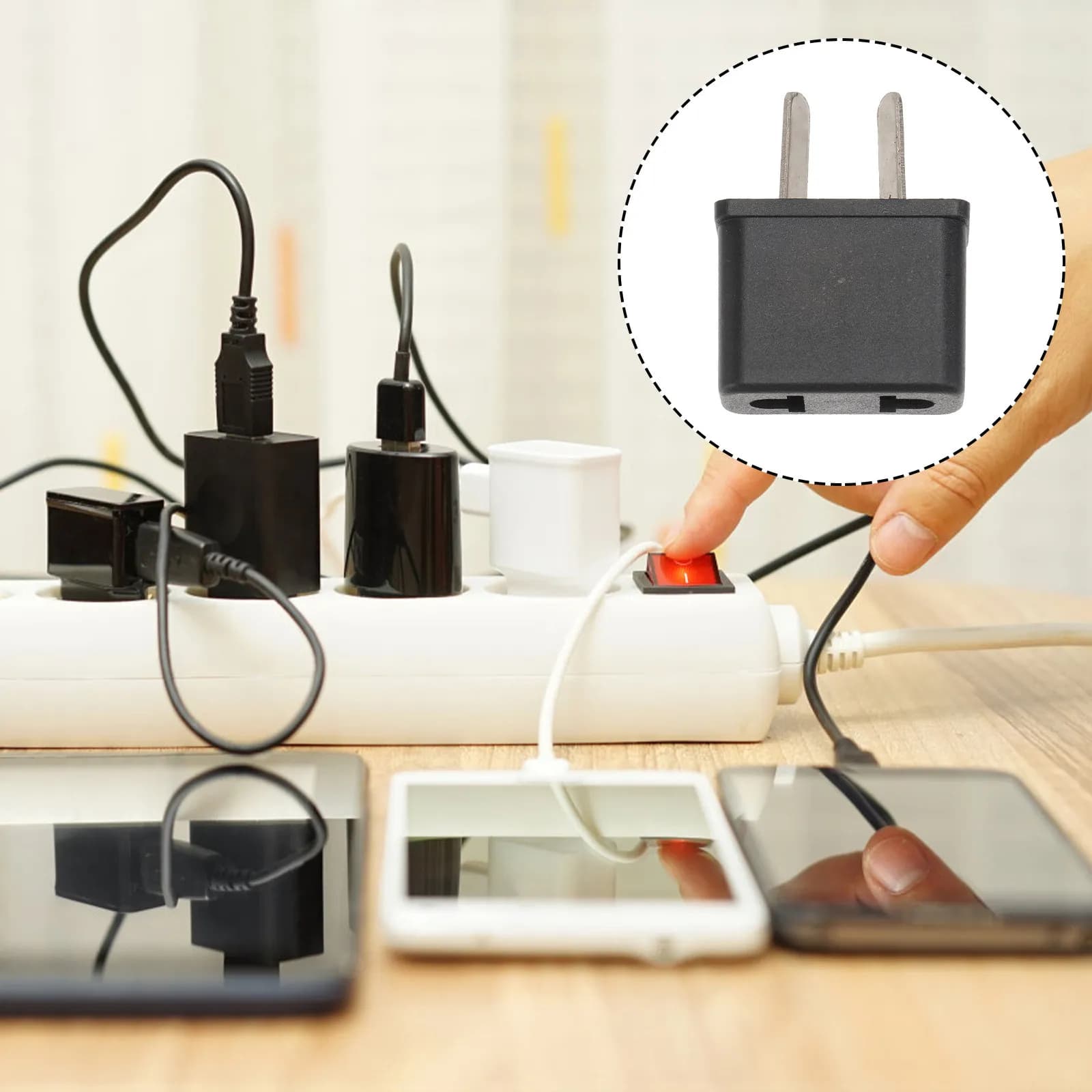 Adattatore da Viaggio Compatto e Portatile per Prese USA e Australia, 10A 250V, Resistente alle Fiamme, Convertitore di Corrente per Laptop, Telefoni e Caricabatterie