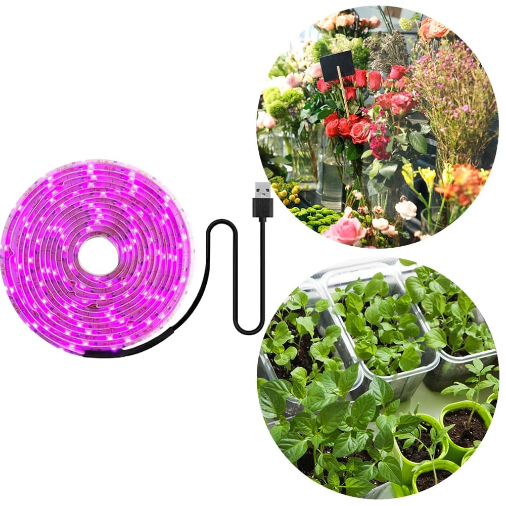 Striscia LED USB a Spettro Completo per Coltivazione, Impermeabile, Lampada a Spettro Completo per Piante, Fiori, Serra, Idroponica