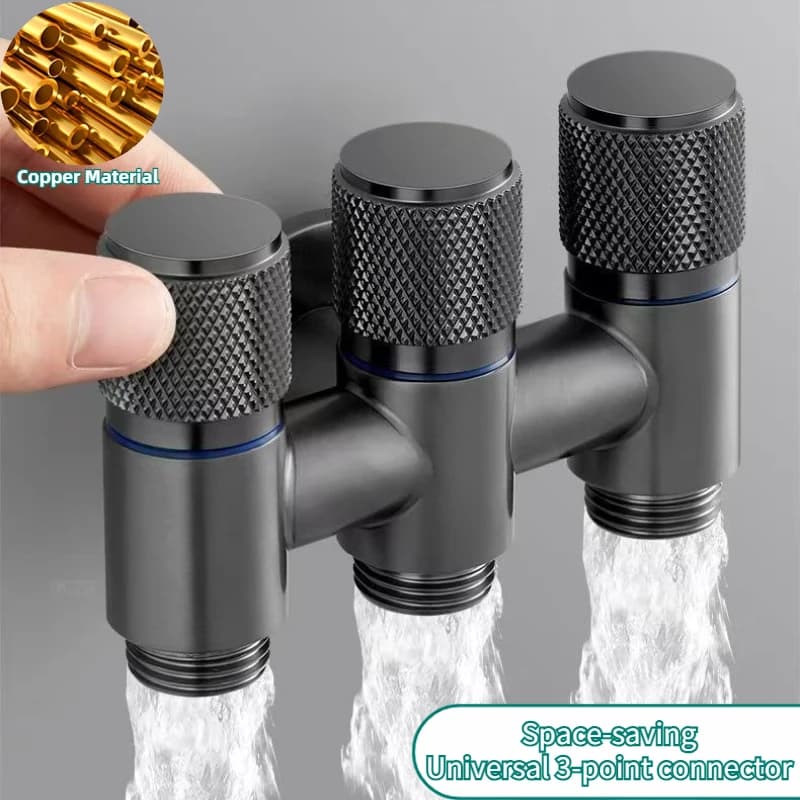 Universal 1/2 Thread One Into Three Out Faucet Kitchen Copper Material Inlet Valve Fitting Valve Toilet Bathroom Fittings