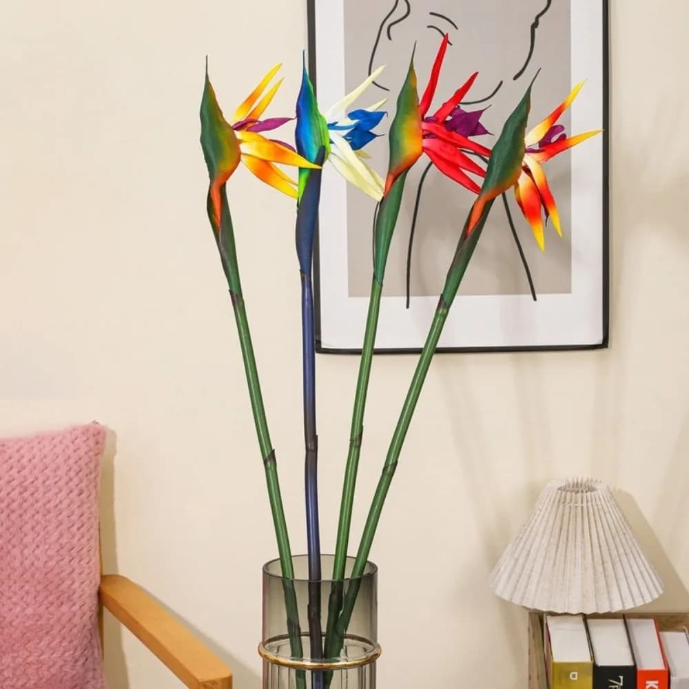 Long Stem Artificial Bird of Paradise Decorative DIY Faux Plants Authentic Touch Artificial Strelitzia Flowers