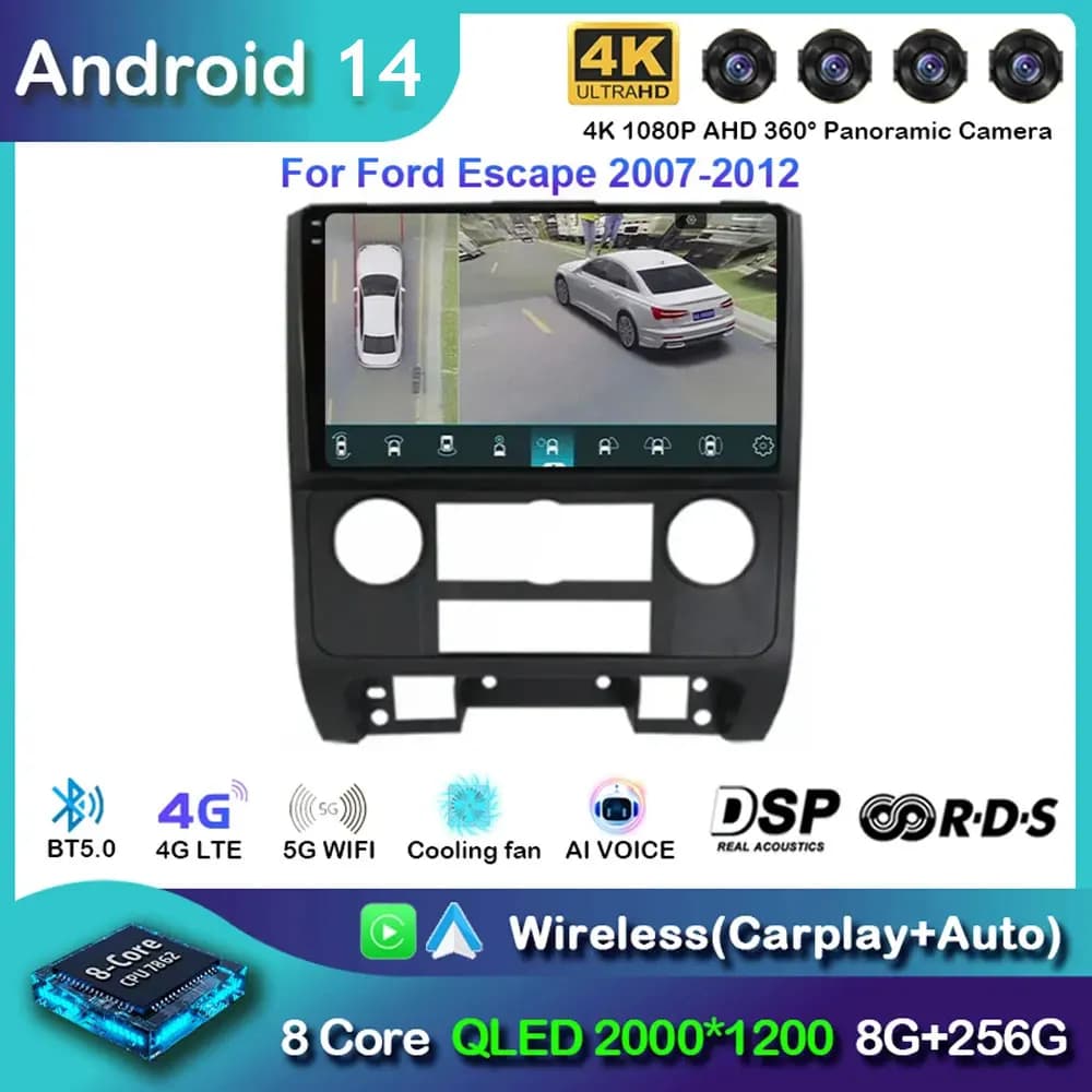 Android15 Autoradio Per Ford Escape 2007 2008 2009 2010 2011 2012 di Navigazione GPS Multimedia Video Player Stereo Wireless Carplay