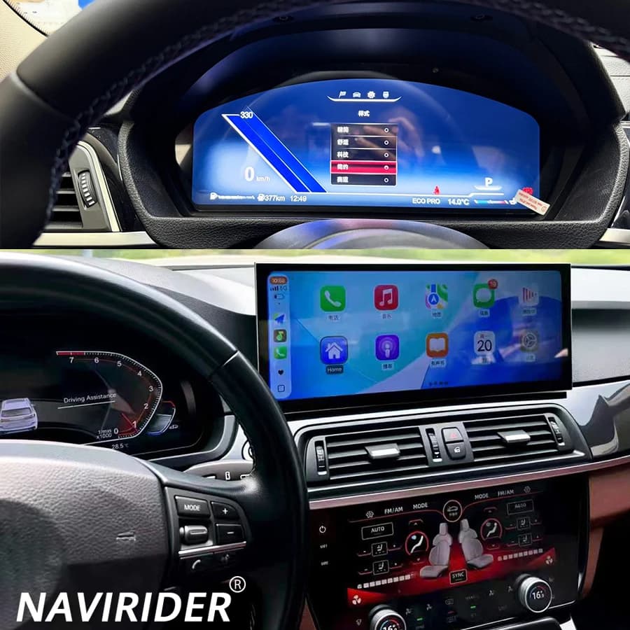 15.8inch For BMW 5 Series X5 F15 F10 4G CarPlay Screen Android Auto Player + Touch AC Climate Panel + Linux LCD Speedometer