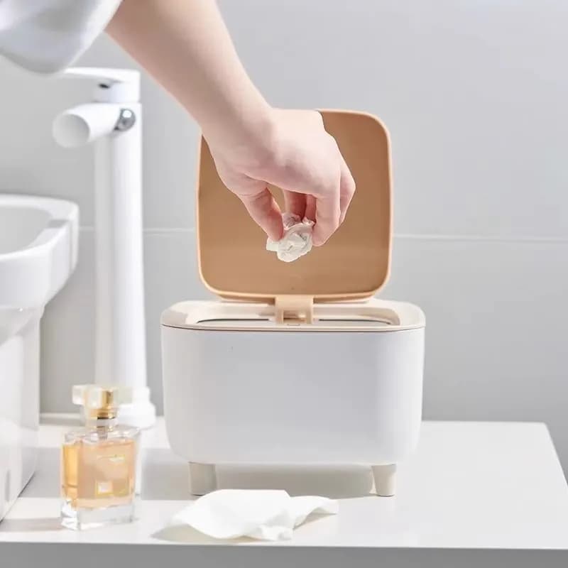 Pattumiera alta di lusso con coperchio per l'home office, il bagno, la camera da letto, la scrivania dello studio, il contenitore dei rifiuti