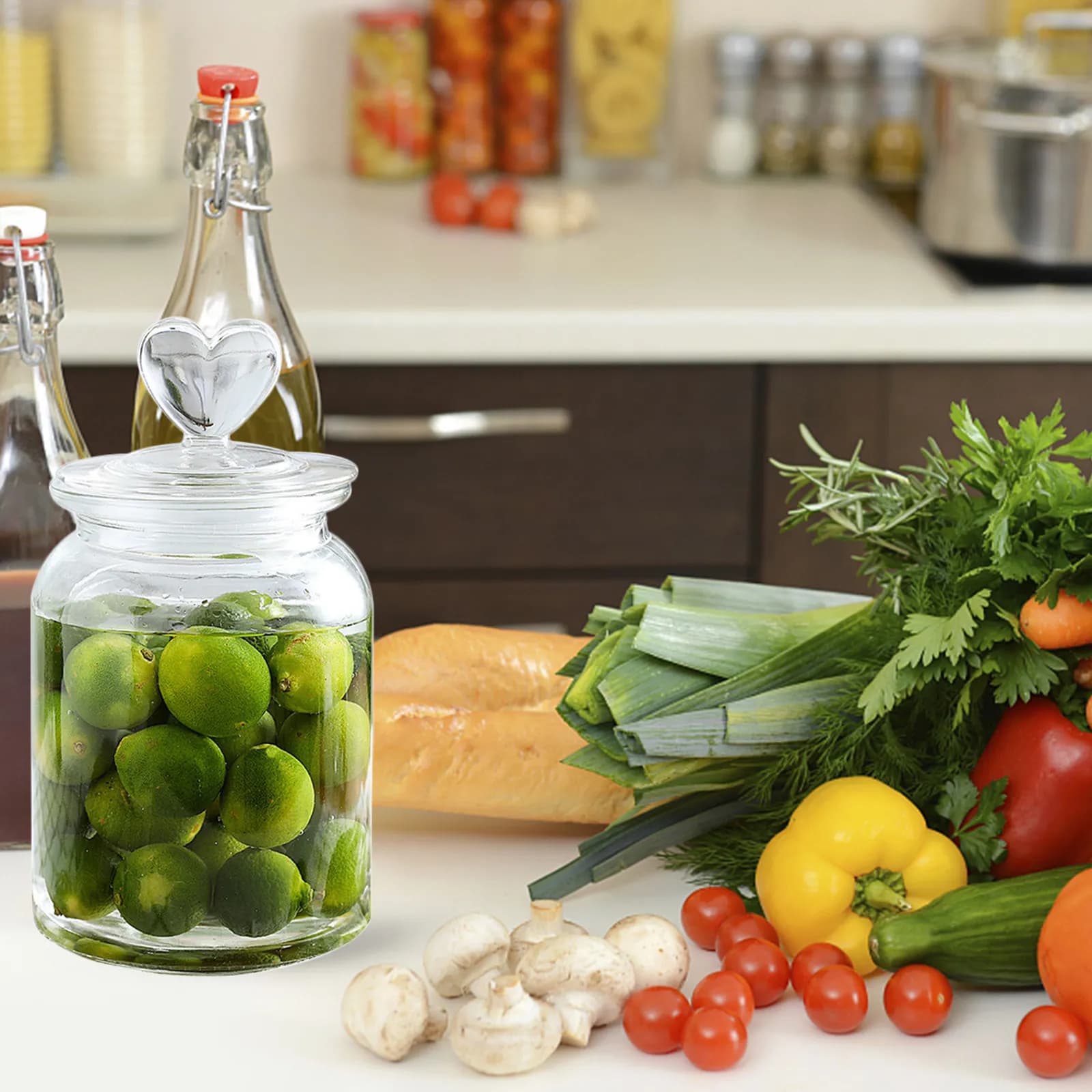 Food Safe Glass Storage Jar Airtight Leak Proof Dustproof for Snacks Nuts Dried Fruits Honey Tea Grains Legumes Candy Party