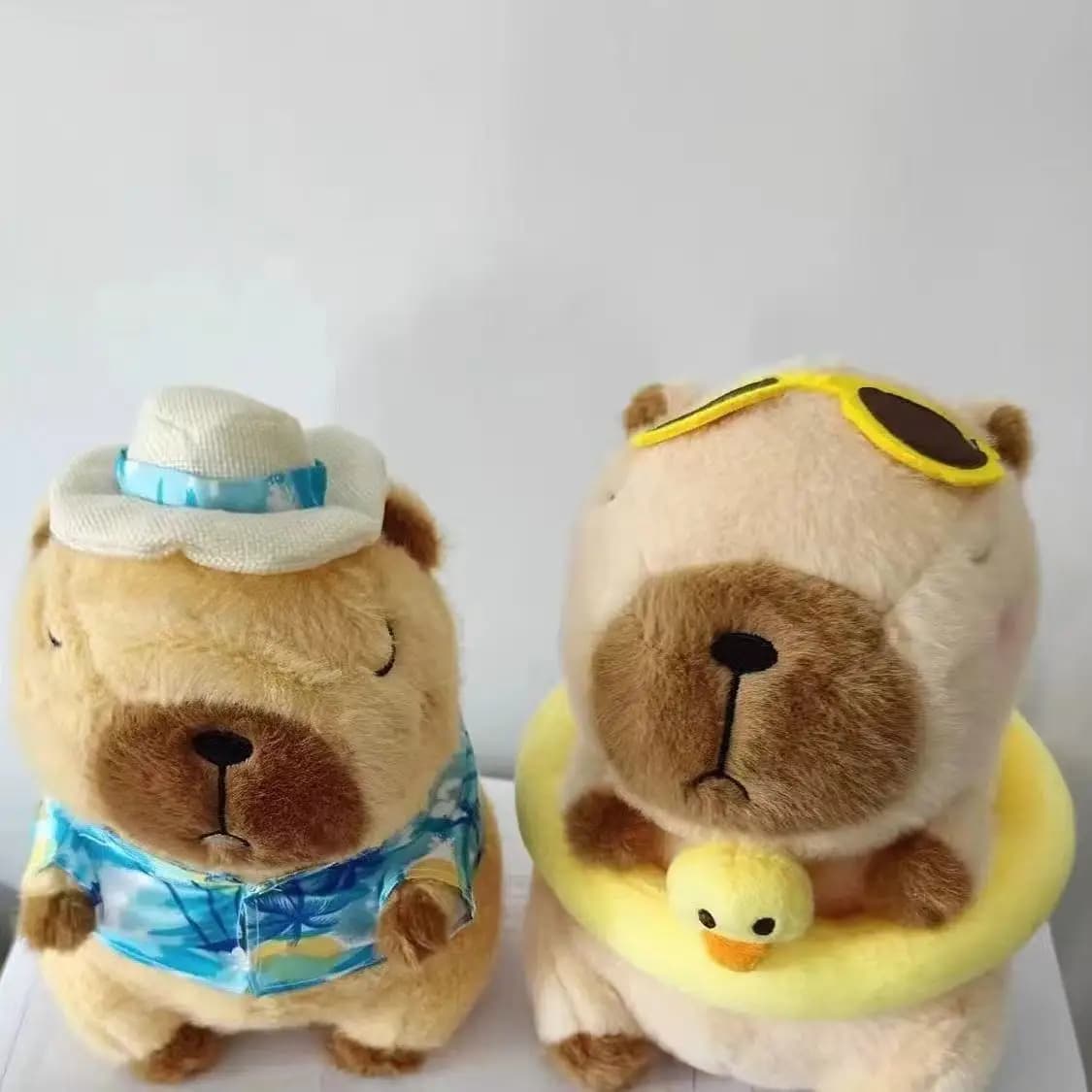 Children Yellow Duck Swim Ring Capybara Plush Toy Cute Simulation Beachwear Capibara Kawaii Stuffed Animal Birthday Travel Gift