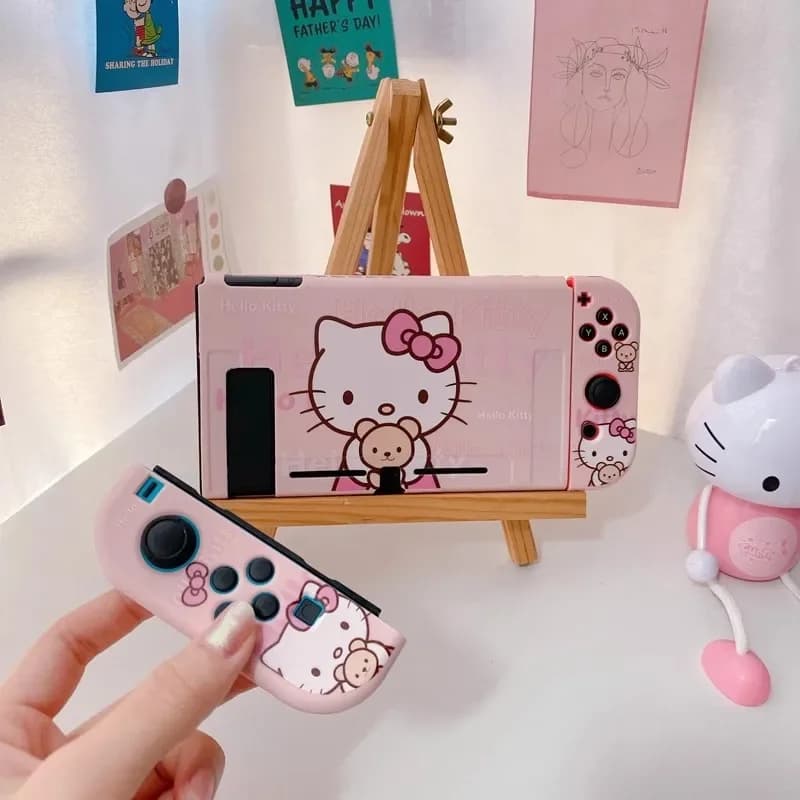 Custodia protettiva in TPU morbido Sanrio Hello Kitty adatta per la cover posteriore protettiva del controller Nintendo Switch NS