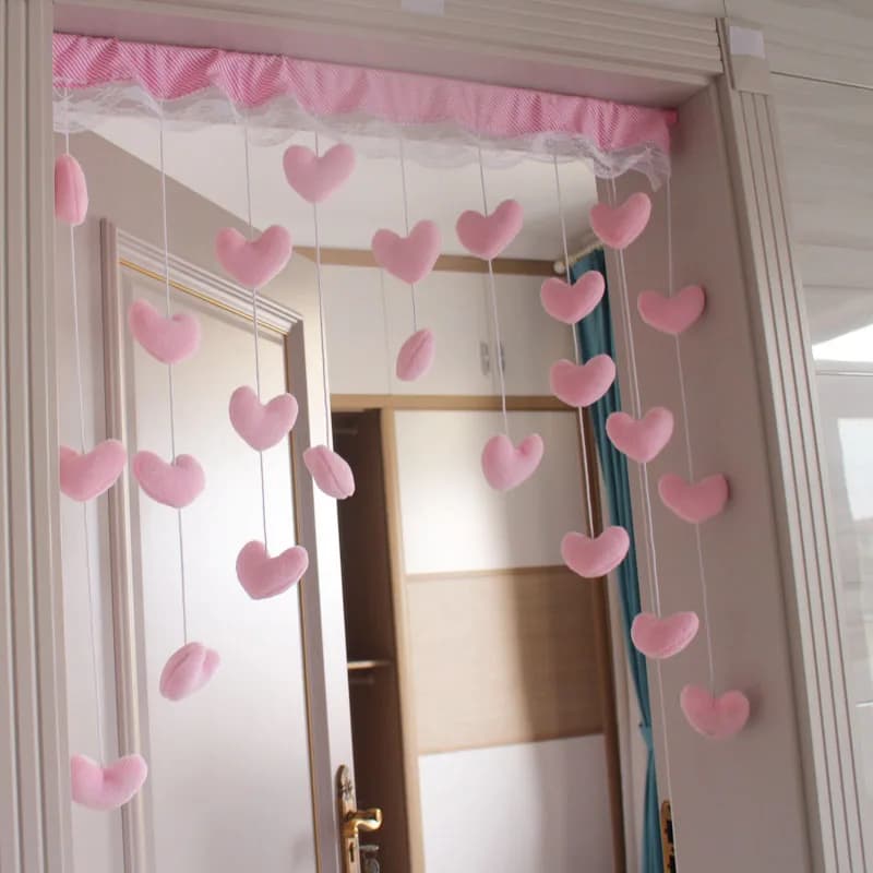 Kawaii Pink Heart Tende per porte Bagno Appeso Perlina Porta Tenda Ciondolo Melody Velcro Camera da letto Soggiorno Ragazze Room Decor