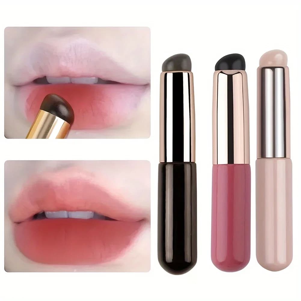 Pennello per labbra portatile in silicone con coperchio - Mini applicatore per trucco, facile da applicare, adatto per balsamo per labbra, strumento ausiliario per rossetto