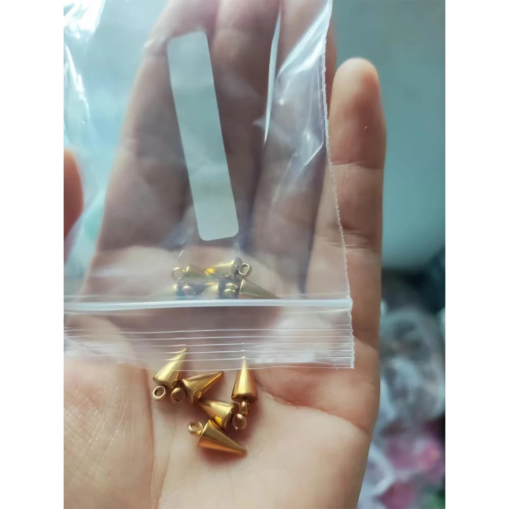 10PCS Stainless Steel Cone Charms Pendants Retro Bullet Spike Beads Charms for Women Man Hoop Earring Necklace Jewelry Making