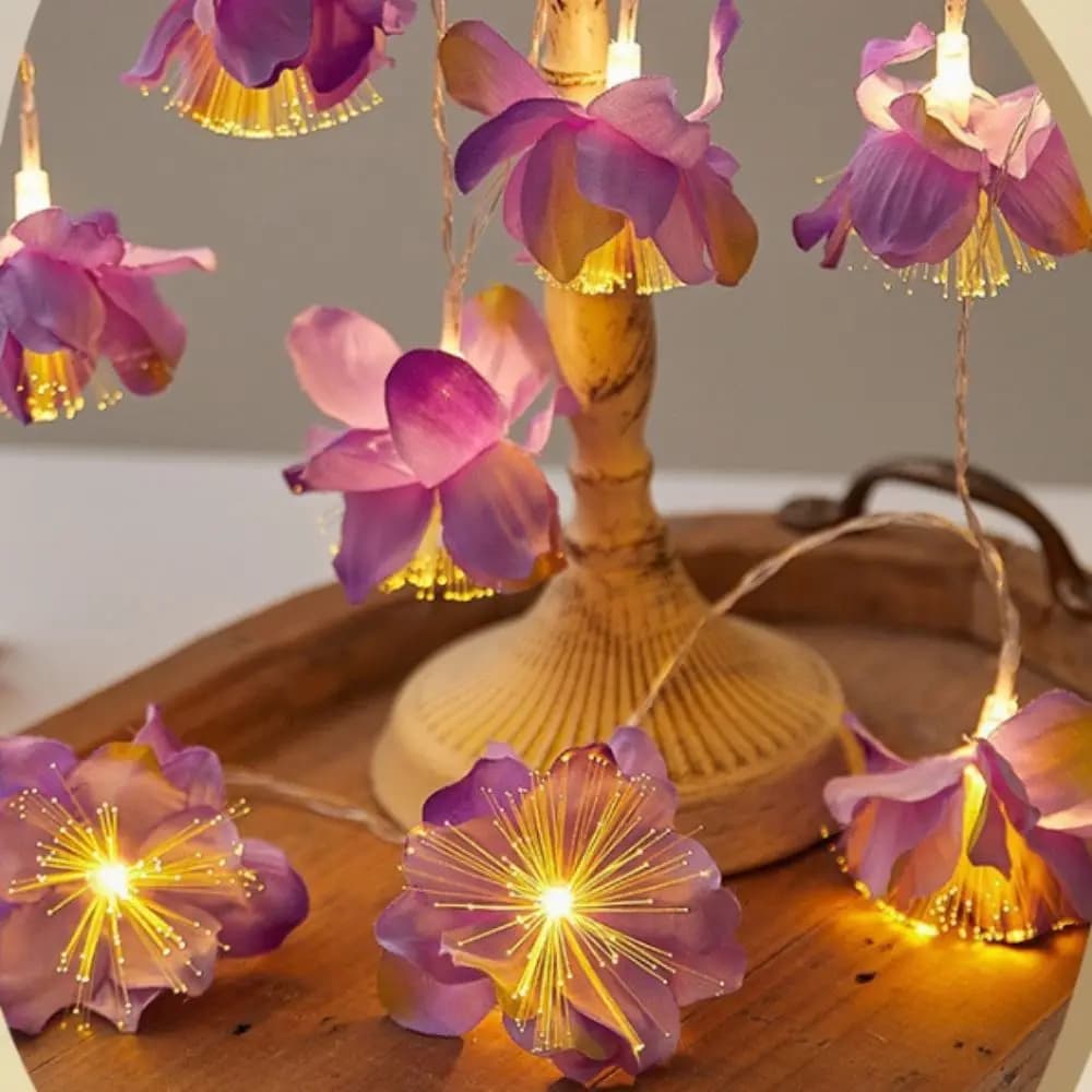 Luci a Fibra Ottica LED, Lanterne Simulate, Catene Luminose per Decorazioni Natalizie, Luci d'Atmosfera, Fiori Artificiali per 3V