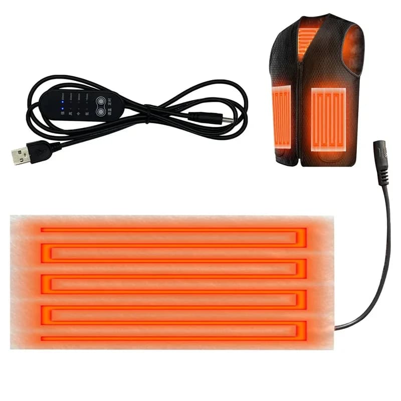 Cuscinetti per pasta calda USB Cuscinetto riscaldante in fibra di carbonio a riscaldamento rapido Cuscinetto riscaldante sicuro per gilet di stoffa Giacca Cappotto Pesca Campeggio