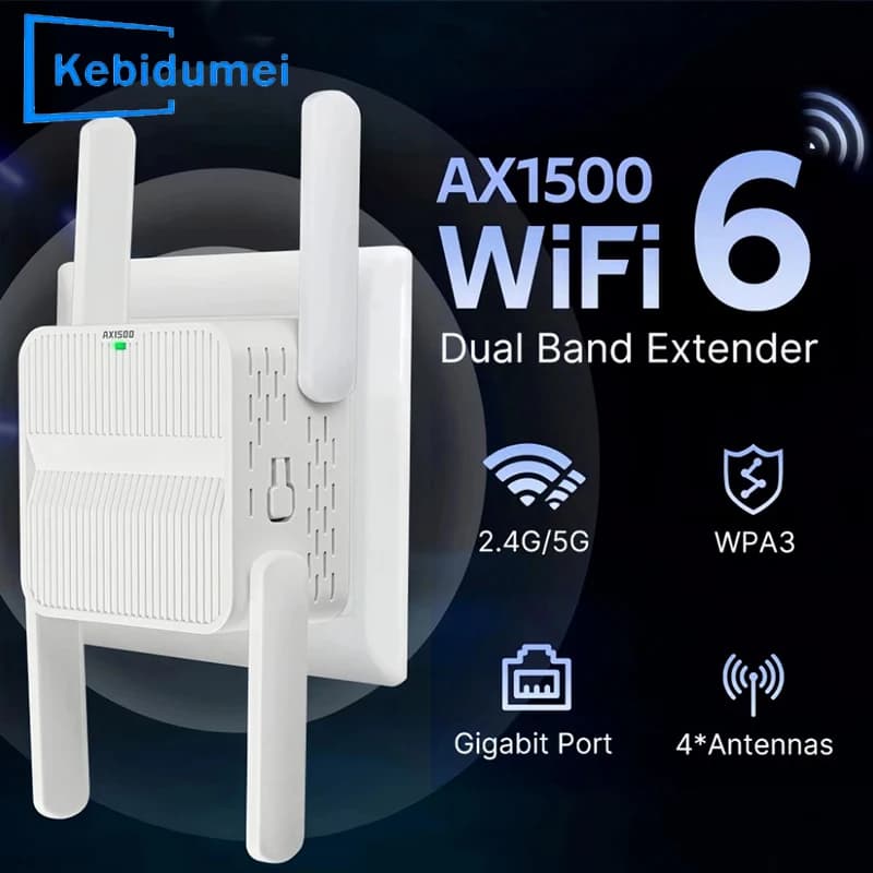 5Ghz AX1500 WiFi 6 Ripetitore Estensore Ripetitore di Segnale 2.4G/5GHz Dual Band 4*2DBI Antenne Amplificatore di Rete A Lungo Raggio Facile Set