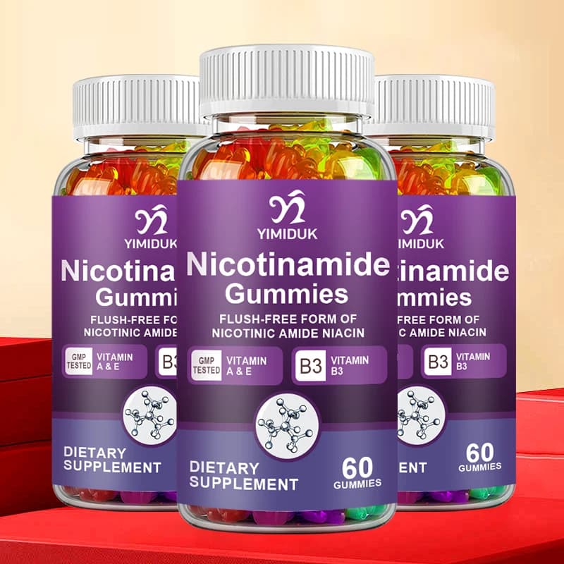 Gommose di nicotinamide e collagene - Supportano la barriera cutanea, la forza dei capelli, la salute delle unghie, con zinco e selenio, 60 pezzi