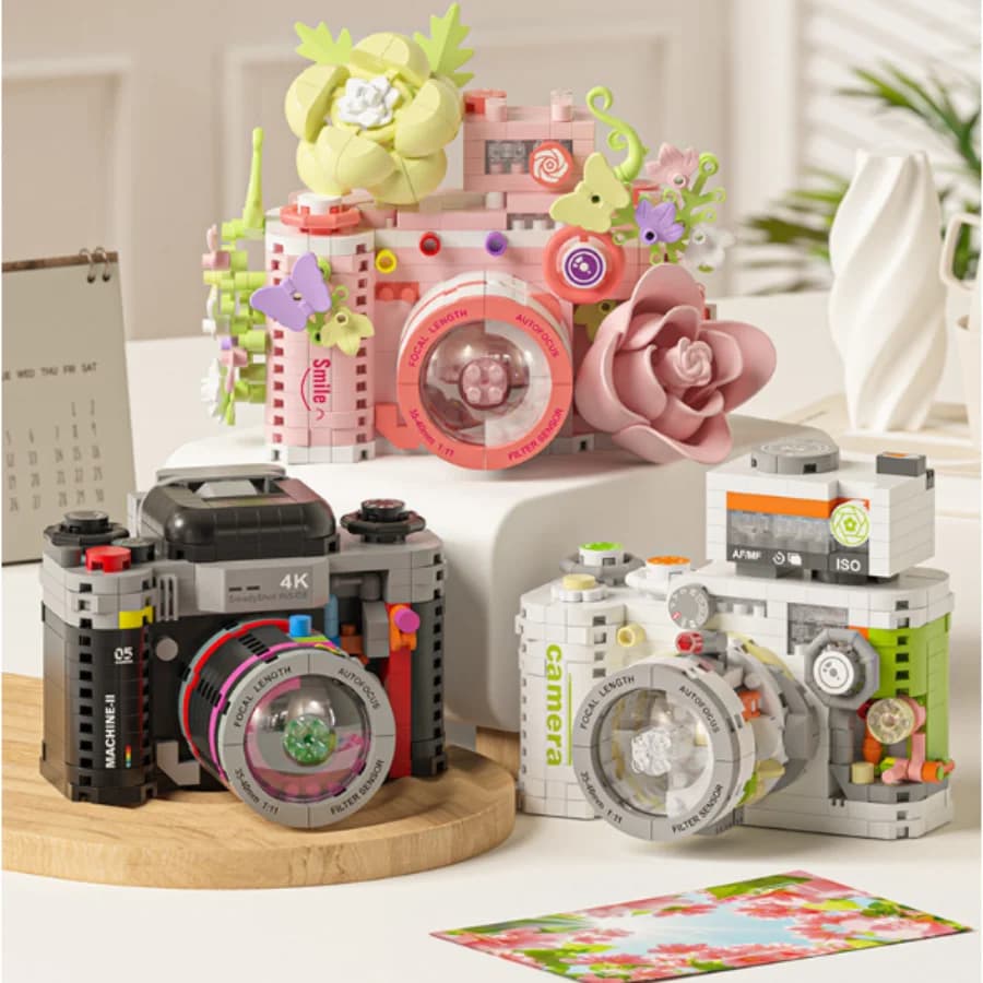 Retro Analog Camera Series Building Blocks, Compatible with Lego Puzzle Sets Decorations, Halloween/Christmas/New Year Gifts