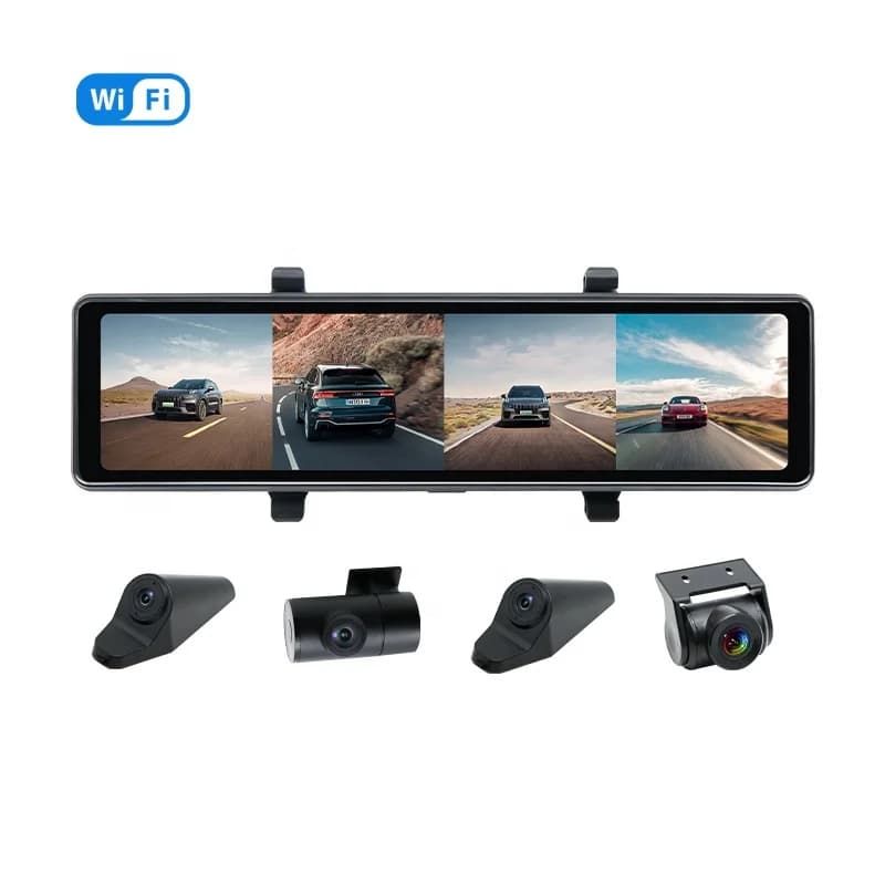 4CH 1080P 11.26 inch 4 channel camera Dashcam Wifi Gps vehicle Dvr front and rear Dash Cam car cameras with 360 °