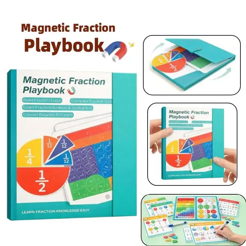 Magnetic Fraction Playbook,Magnetic Fraction Educational Puzzle Fraction Tiles & Circles, Equip Magnetic Score Disk Demonstrator