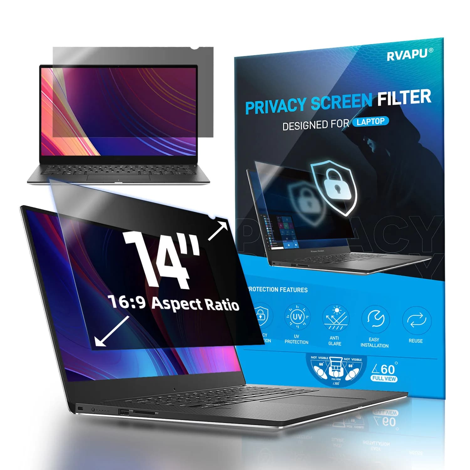 Per il computer portatile 14 pollici Privacy Anti-peep/spia Protezione schermo rimovibile Notebook PC Computer Pellicola filtro luce blu per rapporto 16:9