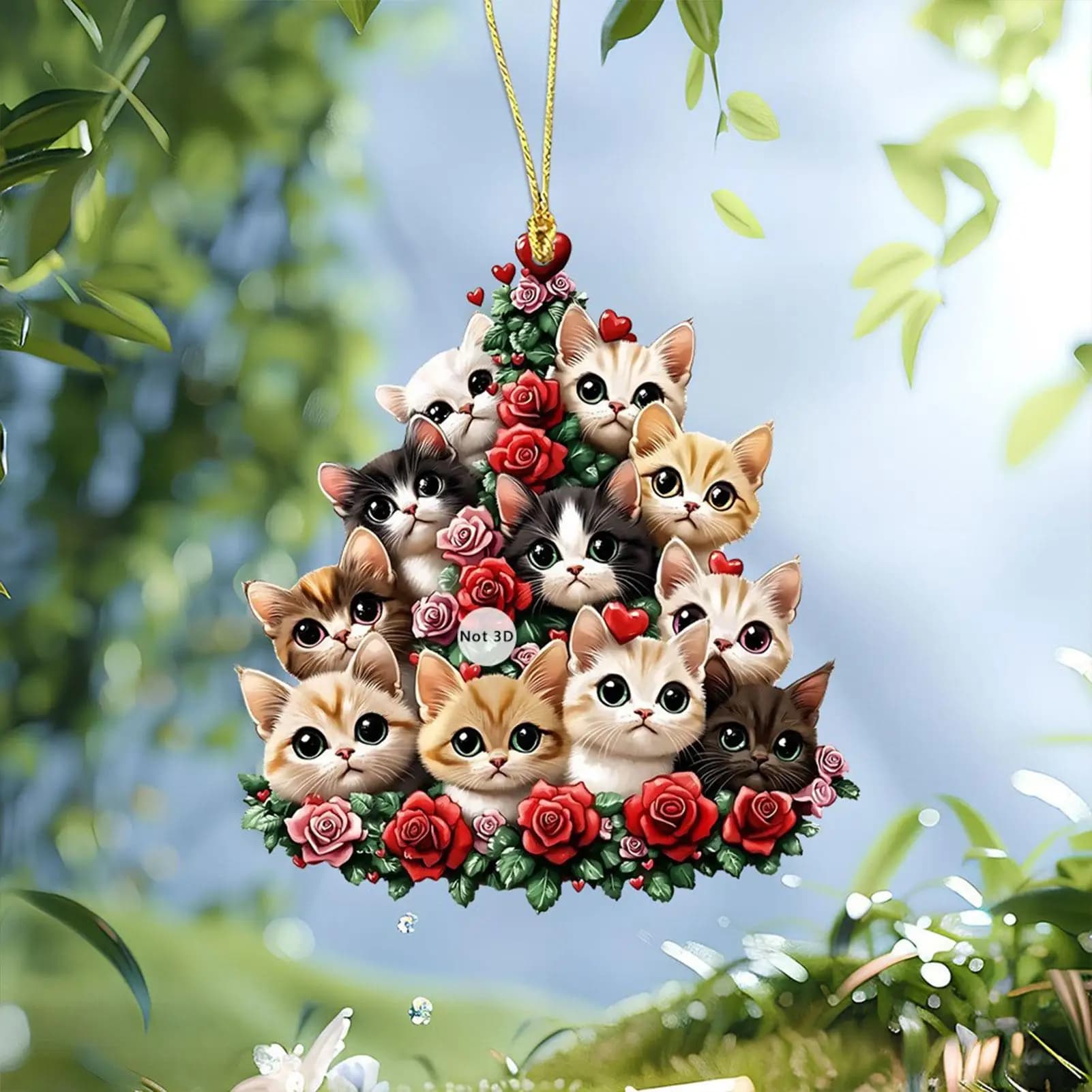 Ciondolo gatto carino acrilico 2 pezzi Decorazioni per cani carini in acrilico 2D Decorazione per auto gatto di San Valentino per bambini Amici Albero Compleanno