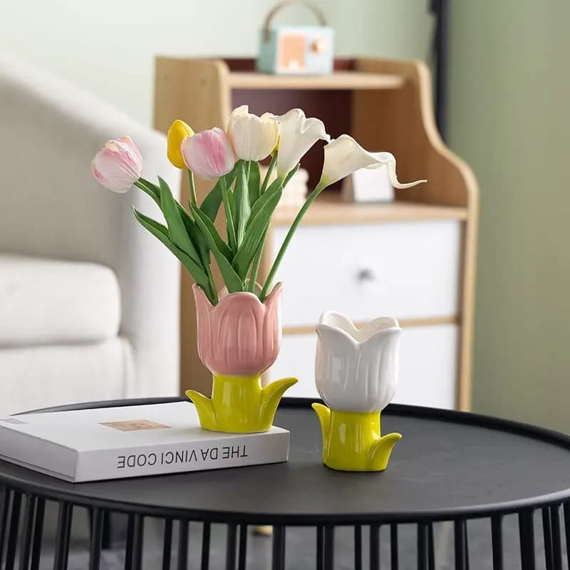 Tulip Flower Ceramic Ornament Creative Makeup Brush Storage Bucket