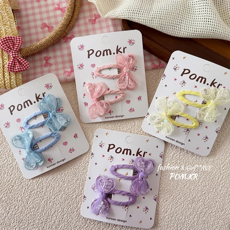 2pcs/set Cartoon Butterfly Sequin Sparkle Side Hair Clip Girls Sweet Glitter Barrettes Kawaii Princess Hair Accessories for Kids