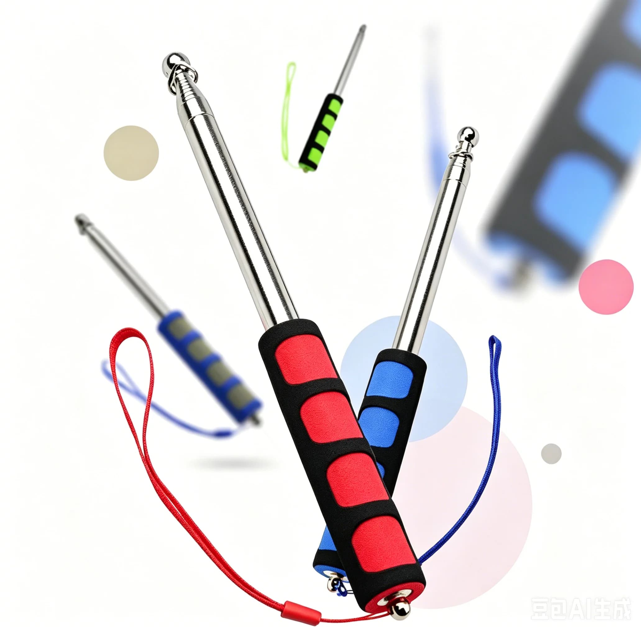 Asta Telescopica Portatile in Acciaio Inox da 1,2M con Impugnatura in Spugna Blu, Asta per Bandiera, Asta per Sventolare Bandiere, Asta per Insegnamento in Aula