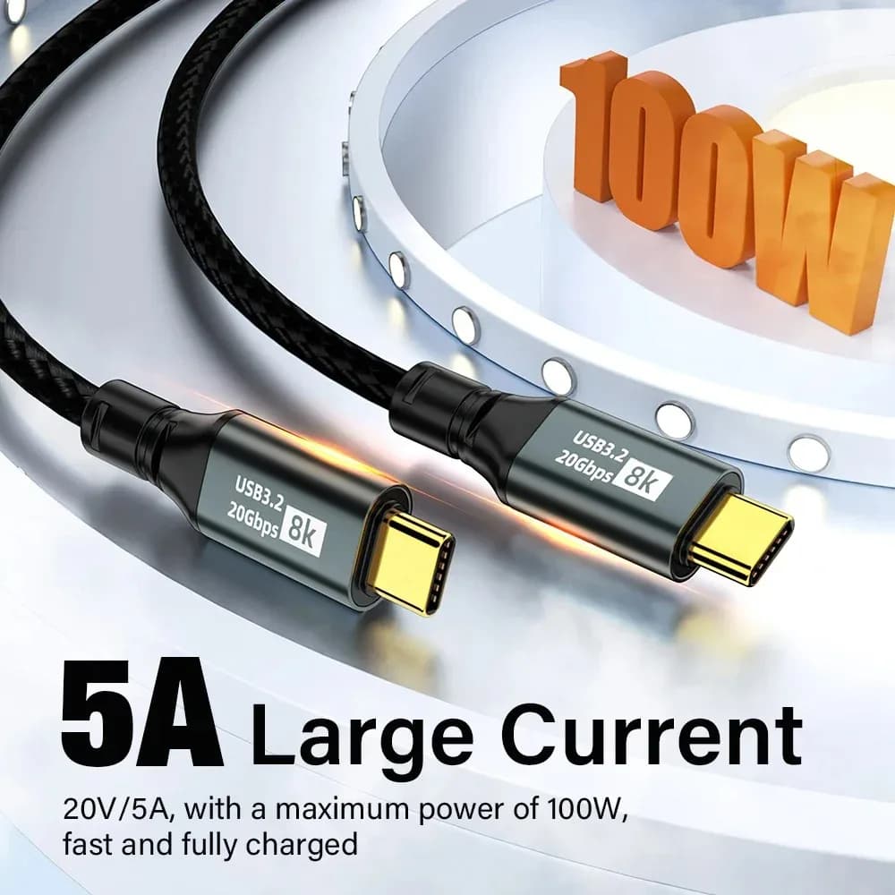 Cavo dati PD100W USB 3.2 20Gbps da tipo C a tipo C Cavo dati ThunderBolt 3 8K 60Hz per iPhone 15 Pro Max MacBook Samsung 1m 2m 3m