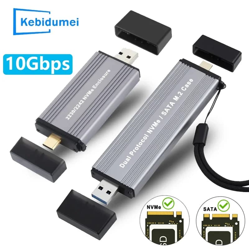 Custodia per protocollo doppio M.2 NVME NGFF SATA Custodia SSD M2 Adattatore SSD USB 3.2 tipo C da 10 Gbps a NVMe SATA Scatola per disco rigido esterno