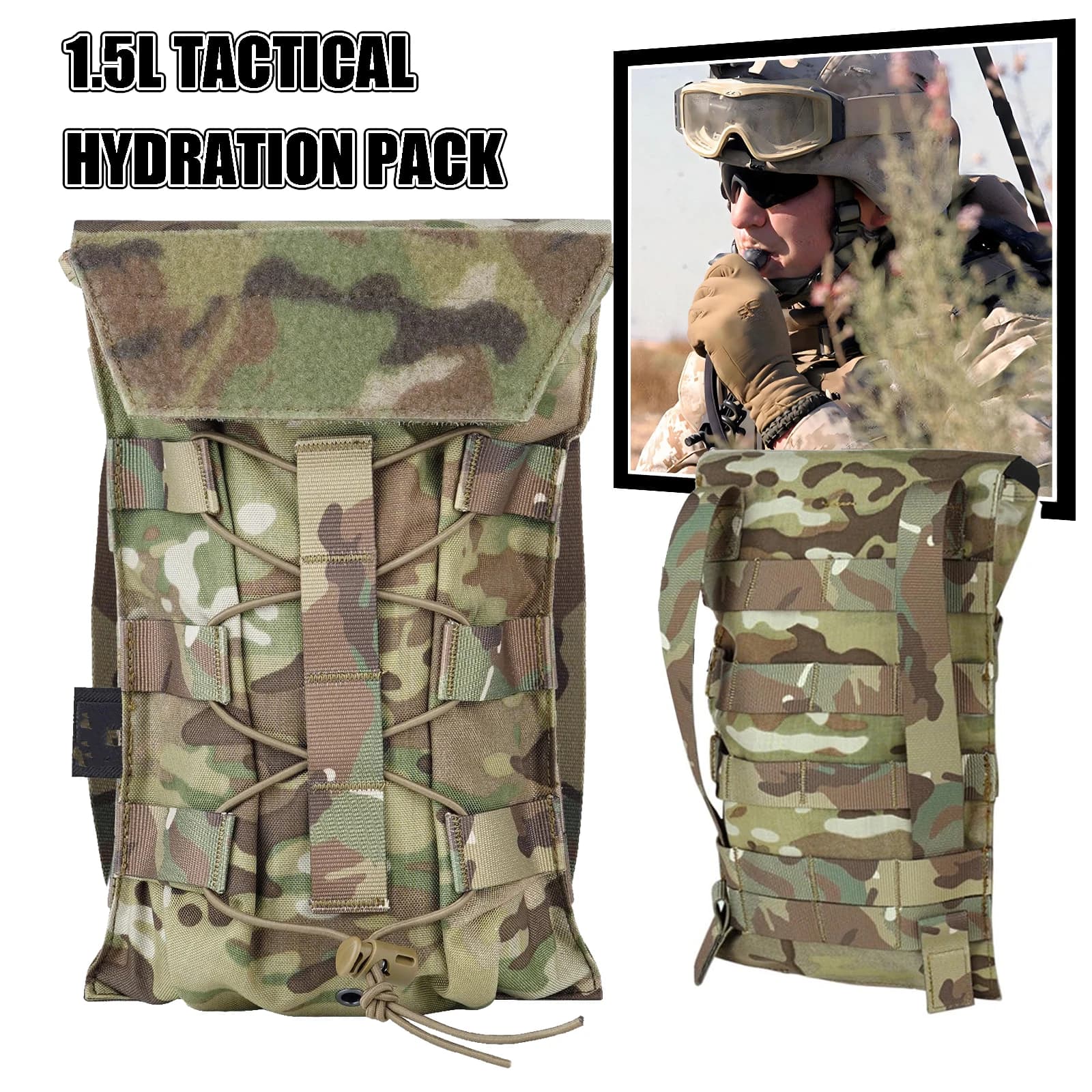 1.5 liters tactical hydration backpack Carrying bag 50 oz hydration springs Water backpack for hiking