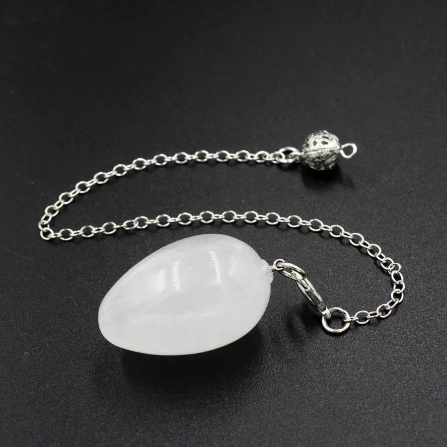 CSJA Reiki Acquamarina Cristallo Pendolo Forma di Uovo Gemma Naturale Pietra Ciondolo Pendolo Risposta Ametiste Quarzt Trasparente Penduli S973