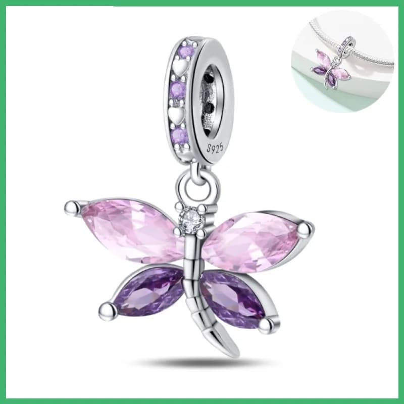 Ciondolo con ciondoli in zircone libellula in argento sterling 925 con zirconi cubici, adatto per collana braccialetto fai da te, regalo per lei, Colgante Plata