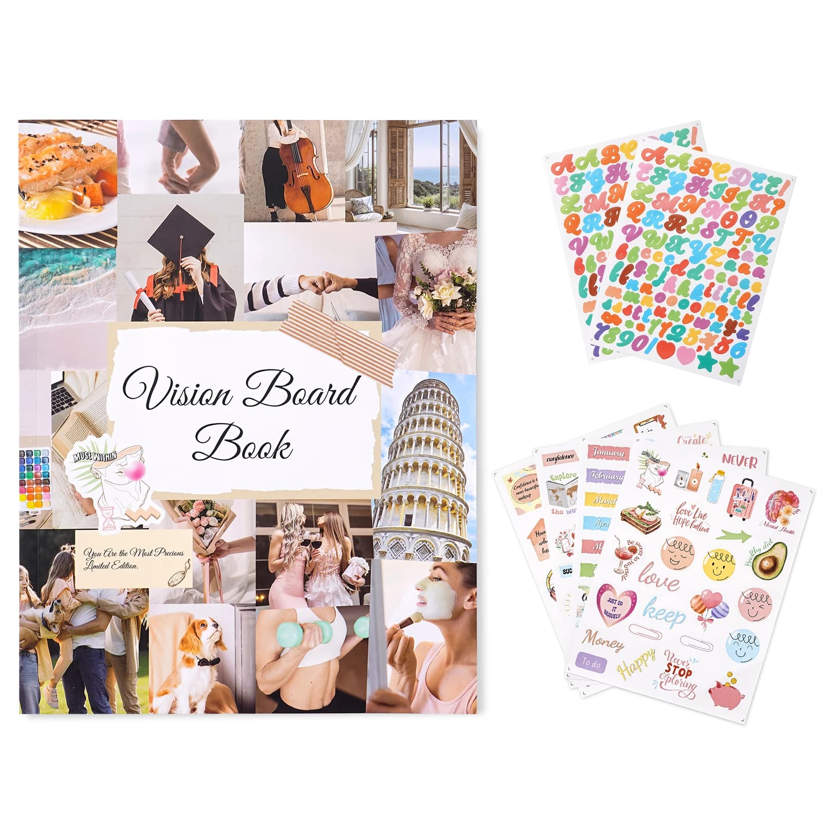 Vision Board Book Kit: Vision Board Supplies with 1100+ Images & Quotes Collage Magazine Book Create Vision Boards Scrapbooks