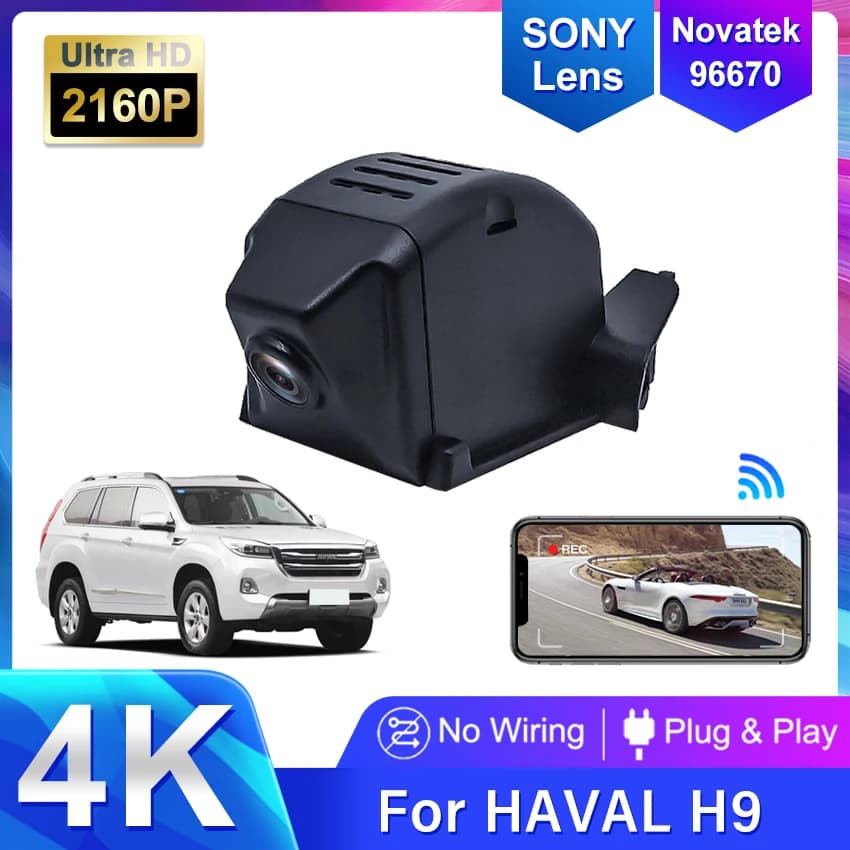 Telecamera da cruscotto 4K per Haval H9 2020 2021 2022, Registratore DVR per auto con Wi-Fi, Dispositivo di registrazione e accessori con porta USB