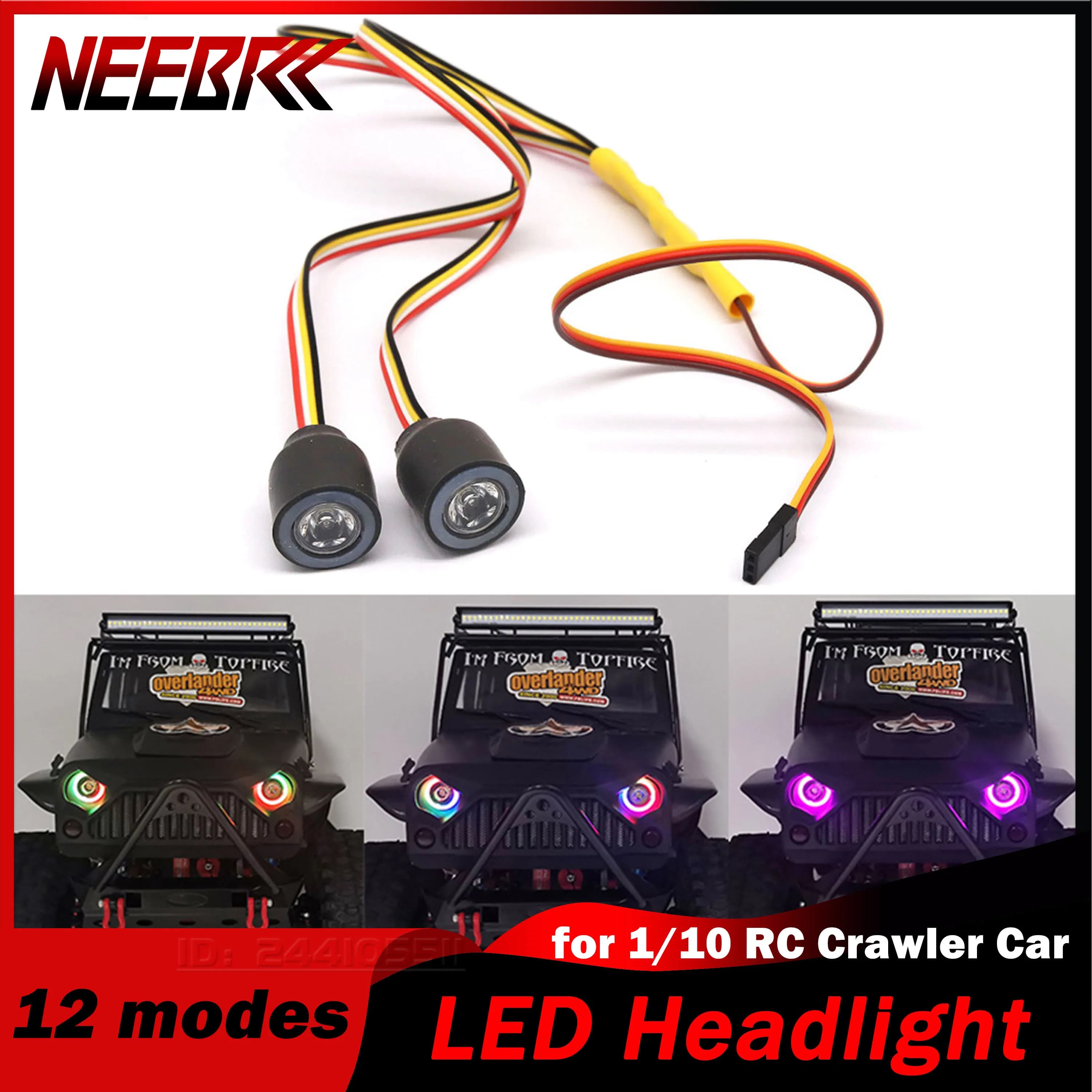Universale Multifunzione RC Auto 2LED Lampada Della Luce Faro per 1/10 Crawler Axial SCX10 TRX4 D90 Jeep Wrangler 90046 90047 Parte