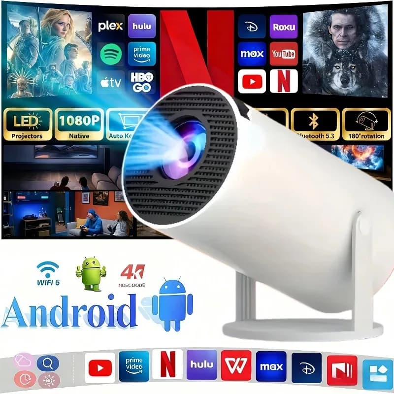 Proiettore LED Portatile da Esterno HY300 Nuovo 2026 4K WiFi 1080P 1280x720P HD per Home Cinema, Video e Videogiochi