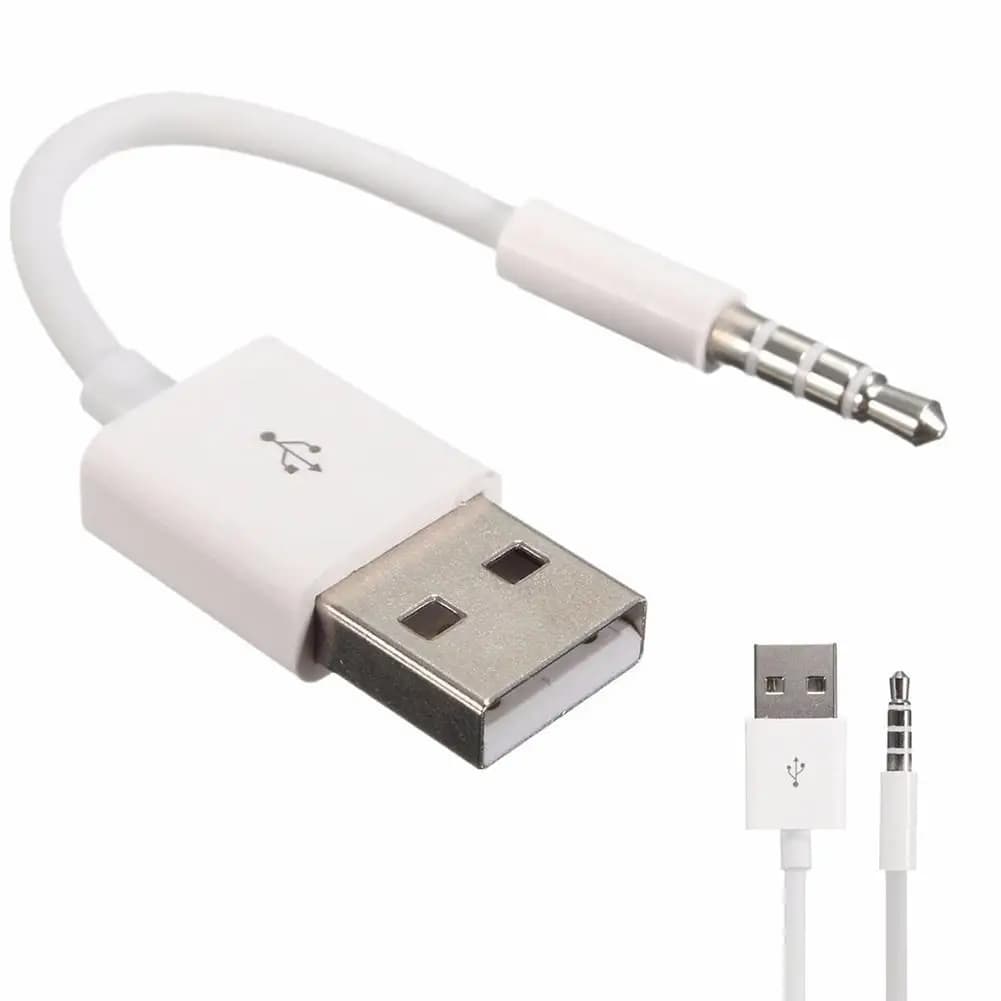 Cavo di sincronizzazione dati USB per caricabatterie corto Adattatore jack da 3,5 mm Cavo di ricarica per lettore MP3 Apple Ipod Shuffle 3rd 4th 5th 6th 4/5/6