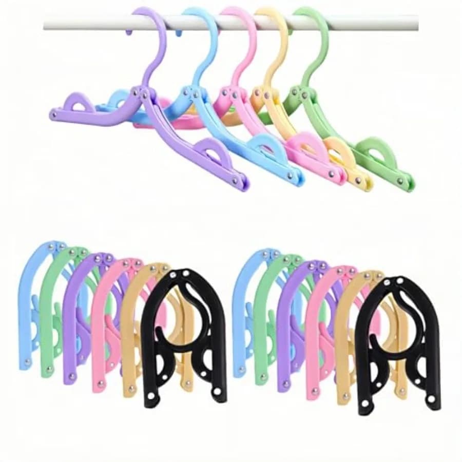12 Pcs Travel Folding Hangers Cruise Ship Essentials, Portable Plastic Folding Clothes Hanger, Foldable Drying Rack for Suitcas