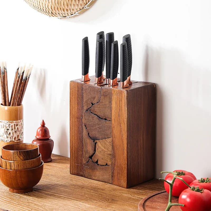 Portacoltelli in legno massello, forniture da cucina, coltelli, coltelli da cucina, portaoggetti, portacoltelli da cucina, portautensili, in legno