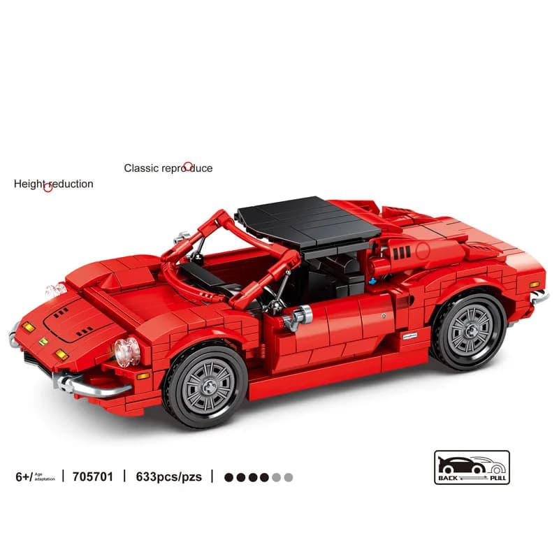 Tecnico Classico Italia 1974 Super Sport Auto Building Block Cavallo Dino Gts Tirare Indietro Veicolo Mattoni A Vapore Giocattoli Per I Ragazzi Regali