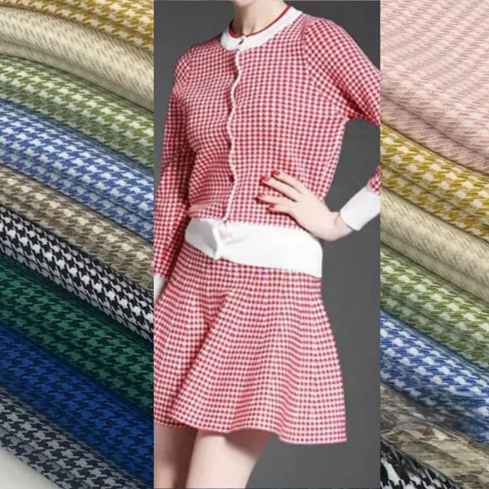 Micro-elastic Houndstooth Fabric Autumn Drape Anti-wrinkle Casual Pants Skirt Coat Suit Apparel Design Sewing Cloth by the Meter