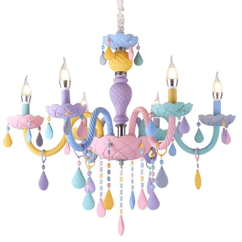 Lampadario in Cristallo Stile Macaron Creativo Europeo, Decorazione per Casa, Lampada Arcobaleno per Cameretta Bambina e Principessa