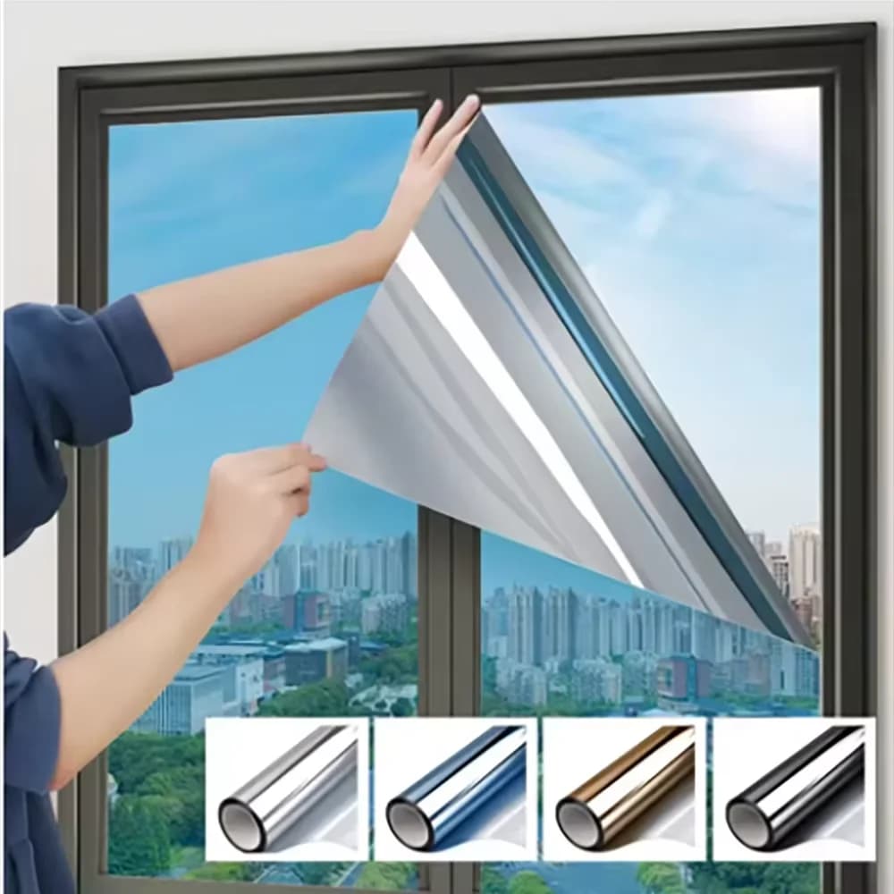 Window Privacy Film One Way Daytime Privacy Self-adhesive Vinyl Sun Blocking Anti UV Reflective Window Tint for Home and Office