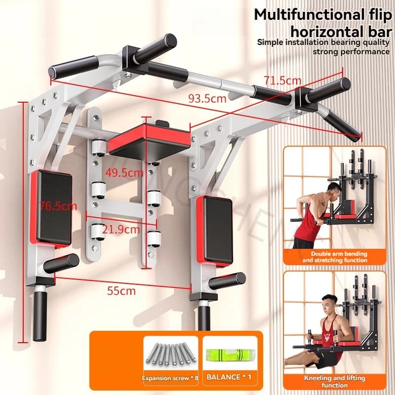 Pull Up Device Wall Drilling Horizontal Bar Indoor Single and Double Bar Wall Racks for Home Use, Exercise and Fitness Equipment