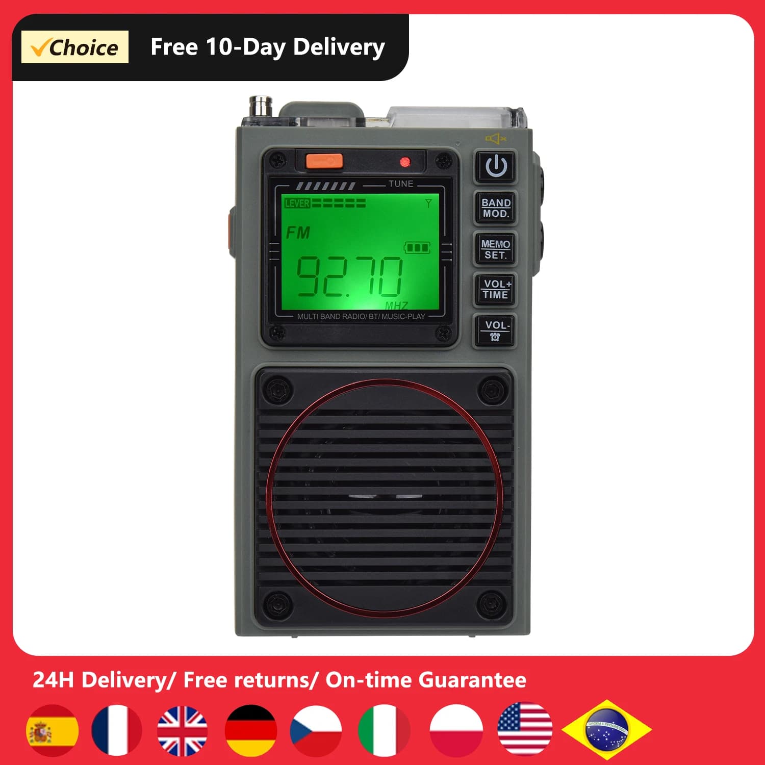 Radio FM Altoparlante stereo portatile digitale Lettore audio MP3 Qualità audio ad alta fedeltà