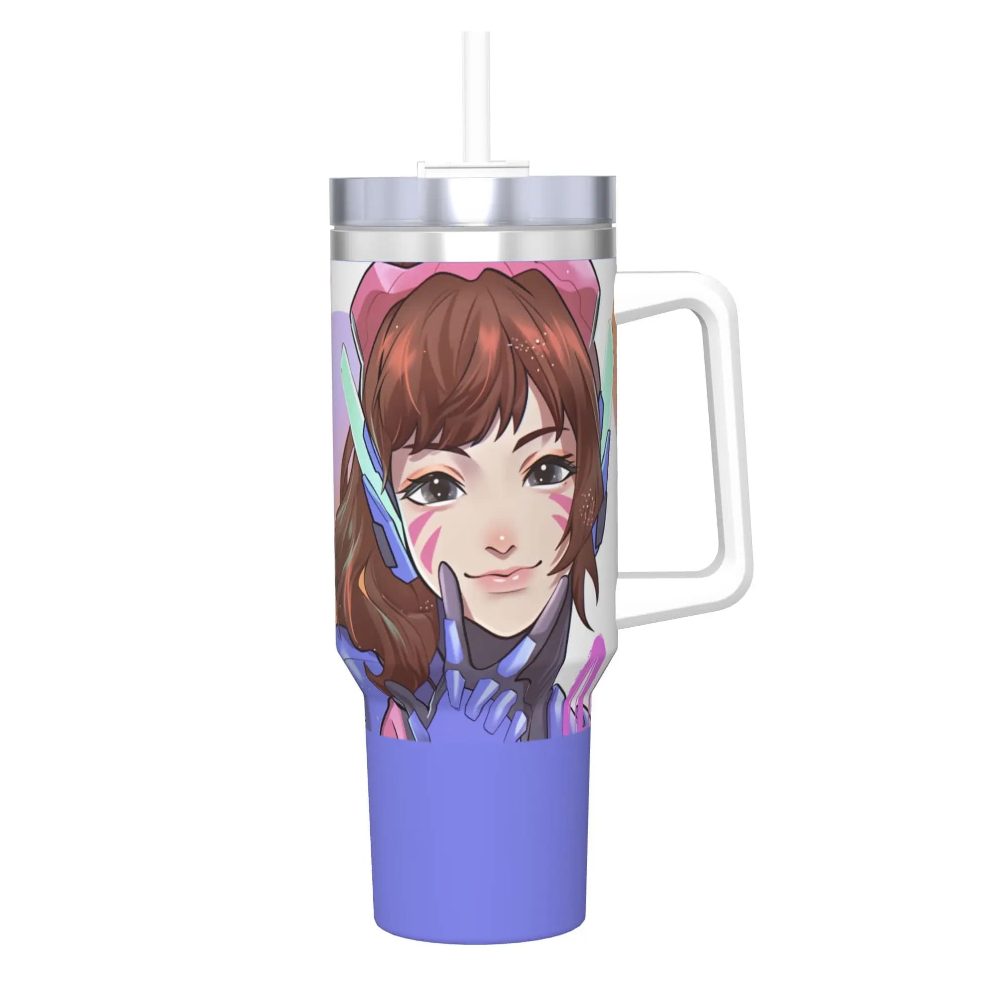 Tazza Termica O-Overwatch Games, Bottiglia per Bevande Calde, Thermos in Acciaio Inox Antigoccia, Tazza da Viaggio Personalizzata per Auto