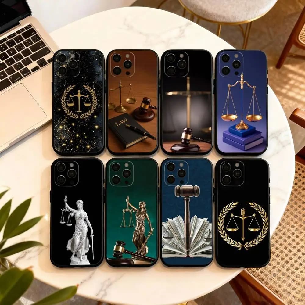 Custodia per telefono Law Lawyer Judge Justice per iPhone 17,16,15,14,13,12,11 Plus,Pro Max, XS, cover nera in morbido silicone