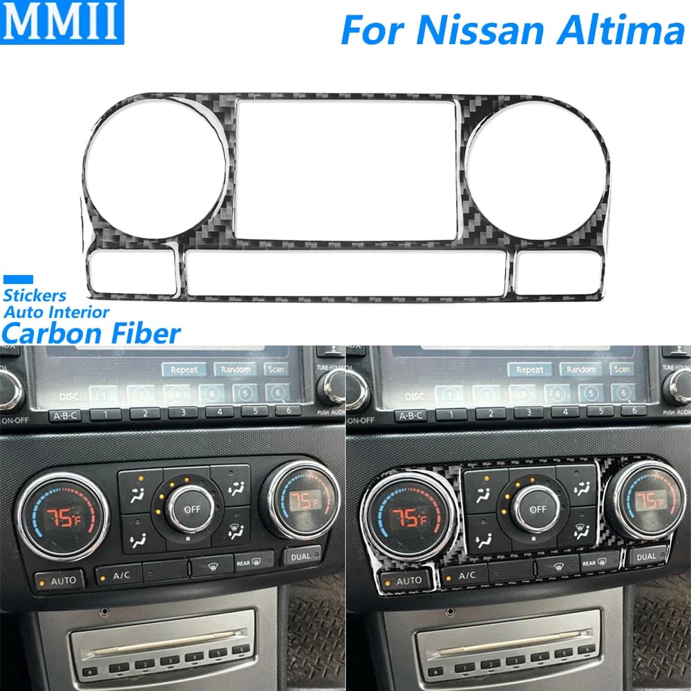 For Nissan Altima 2 Doors 2008-2012 In Central Carbon Fiber AC Air Conditioning Manopola Control Panel Covering Accessories Auto Sticker