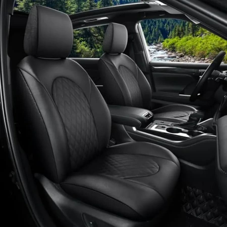 Set Complete Custom Covers for Highlander 2020-2025 XLE/XSE/Limited/Platinum/Hybrid 7 Posts with Second Row Captain Seat