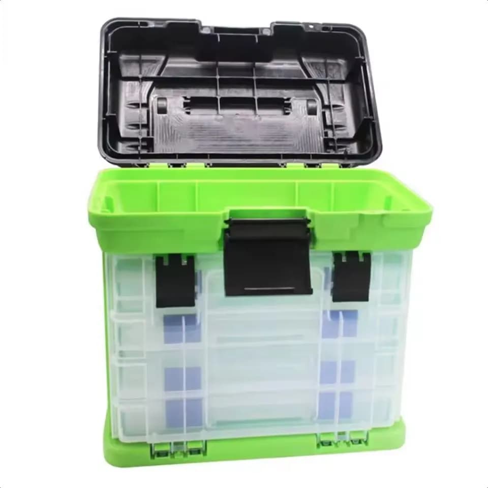 Large Box for Fishing Equipment with Plastic Handle, Carpet Container, Adjustable Accessories for Store baits and Tools