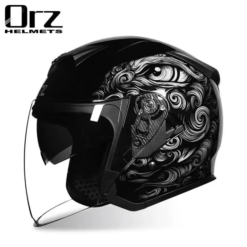 Casco da moto con visiera parasole integrata, casco semi-chiuso per scooter, omologato DOT per uomo e donna