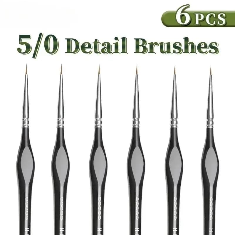 6pcs 00000 Fine Tip Paint Brush Set For Acrylic, Models, Mini Miniature Detail, Nylon Hair Thin Extra Fine Paintbrushes